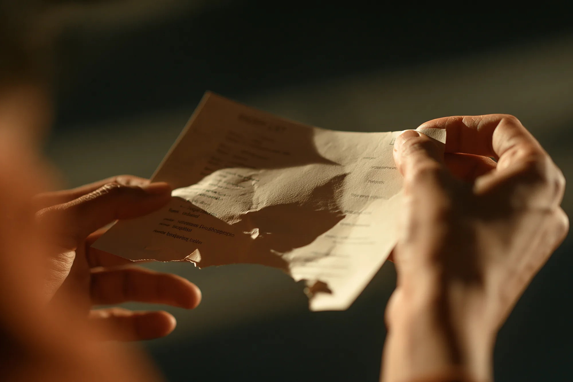 A shopper holding a handwritten shopping list